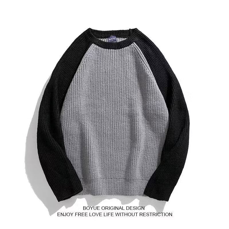 LORVENES Two Tone Collar Chunky Knit Sweater