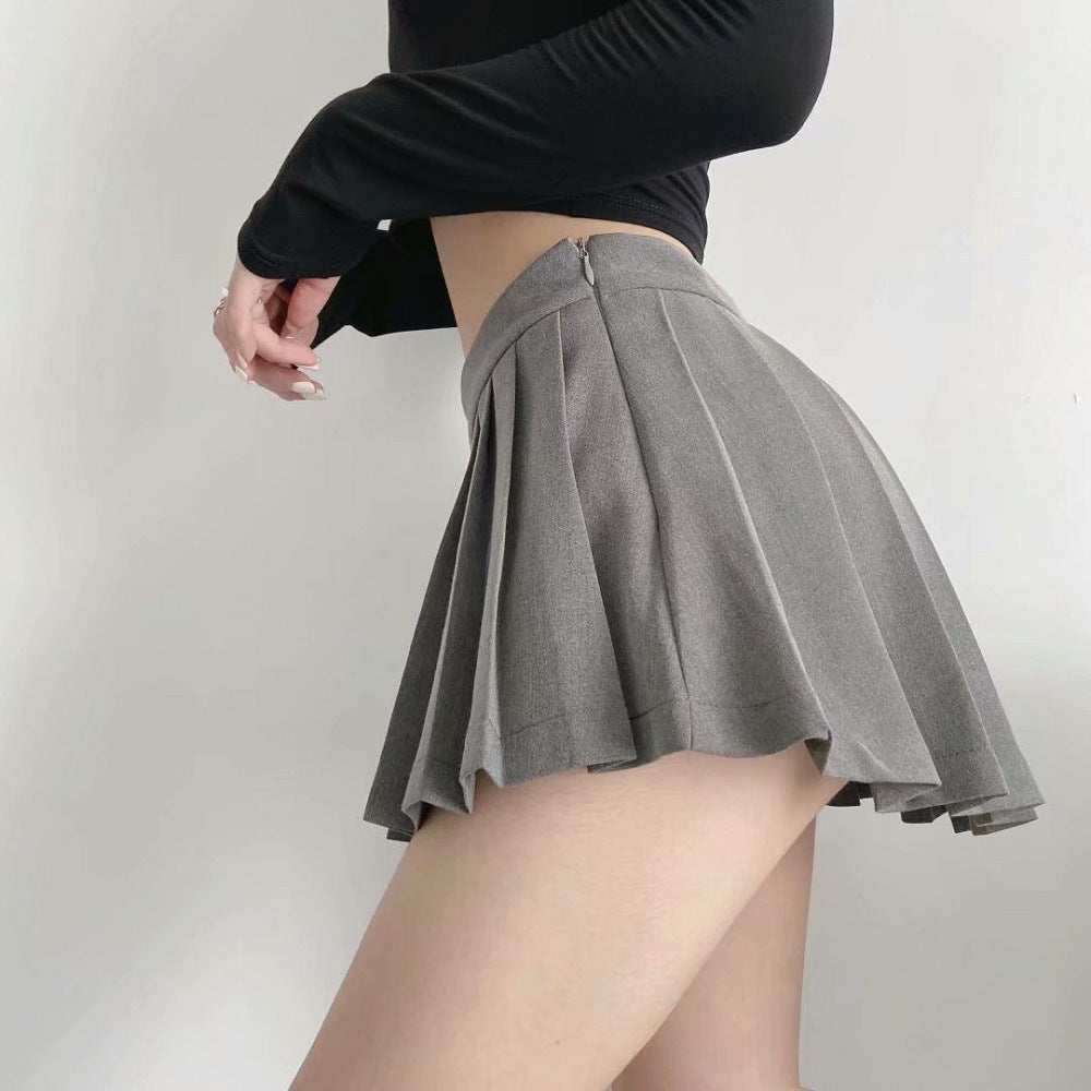 LORVENE Chic Curve Skirt in black, featuring a fitted waist and flowing hem, displayed on a hanger against a neutral background.
