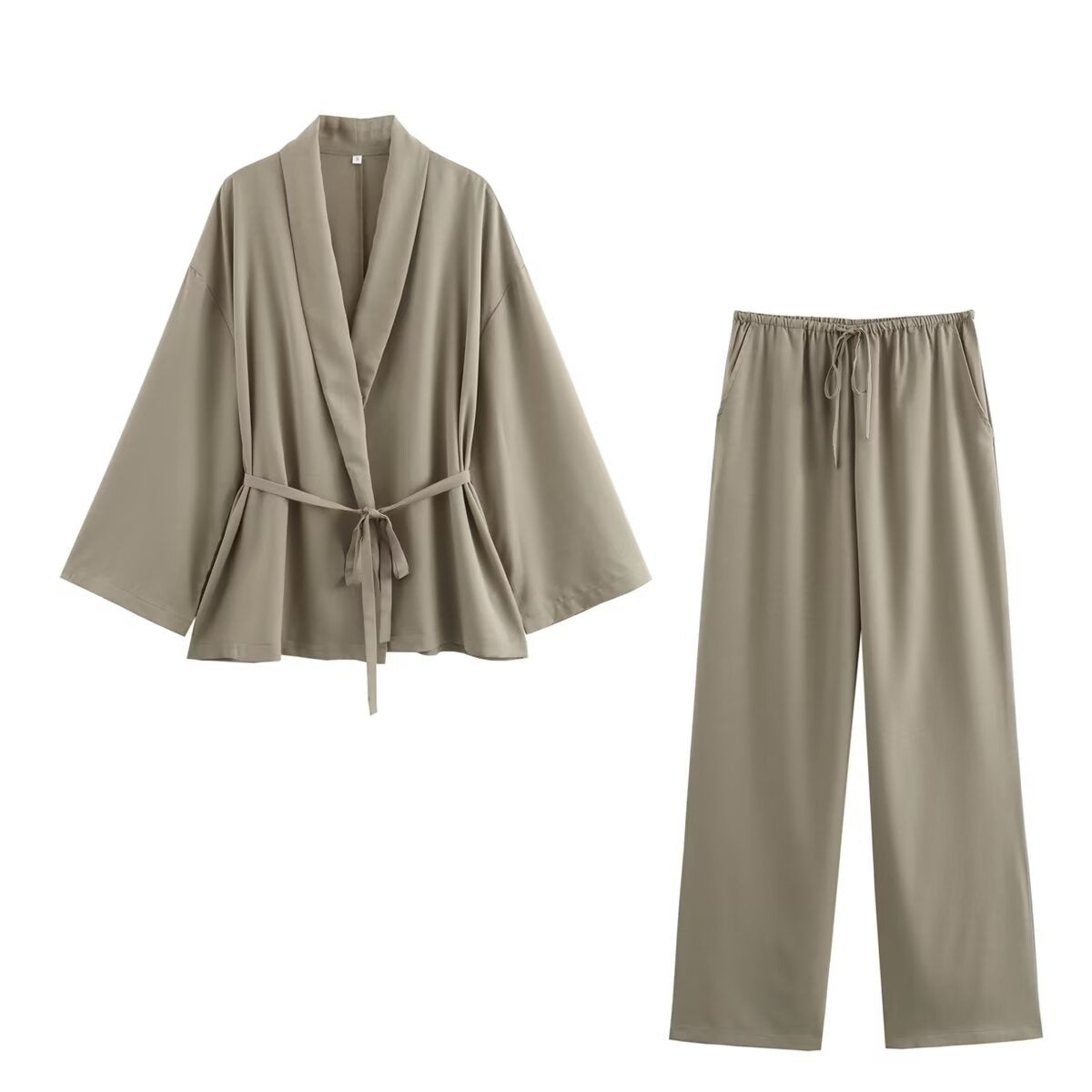 European and American cross-border women's clothing 2024 summer fashion texture double-breasted kimono top outerwear straight pants two-piece suit B8