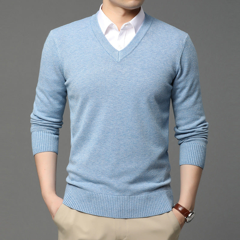 LORVENES Classic V Neck Knit Sweater