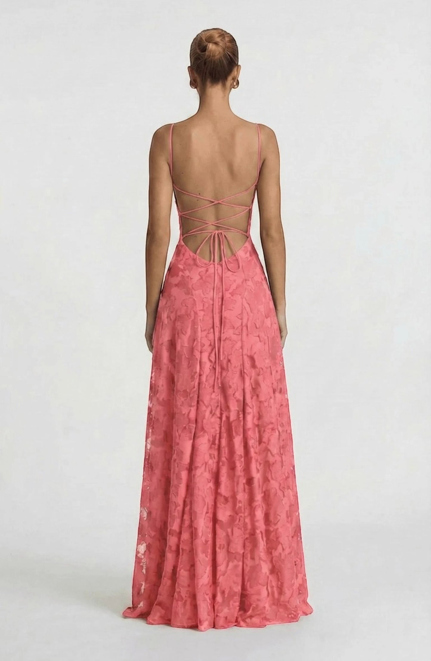 LORVENES sexy flowy bridal dress with elegant fabric and intricate details, perfect for a romantic wedding look
