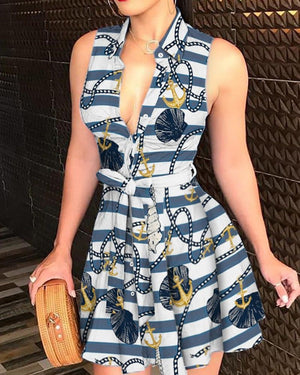 LORVENE Classic Wave Maxi dress with flowing fabric, sleeveless design, and elegant wave pattern for a stylish summer look.