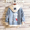 Mikasa character white figure denim jacket