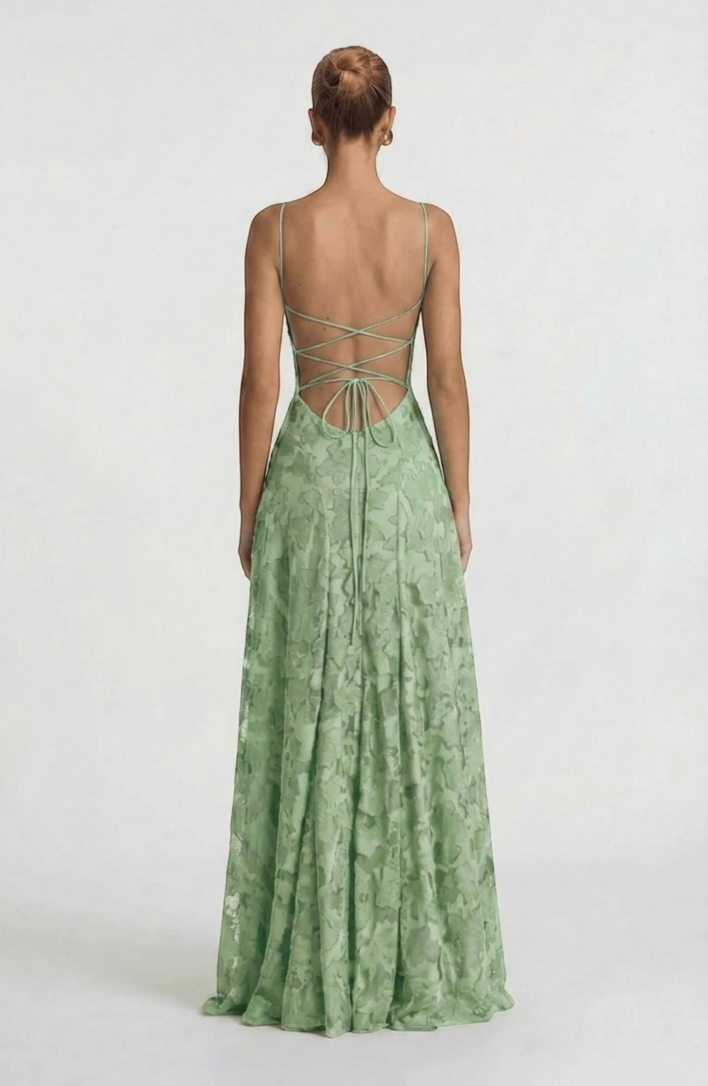 LORVENES sexy flowy bridal dress with elegant fabric and delicate design, perfect for a romantic wedding look.