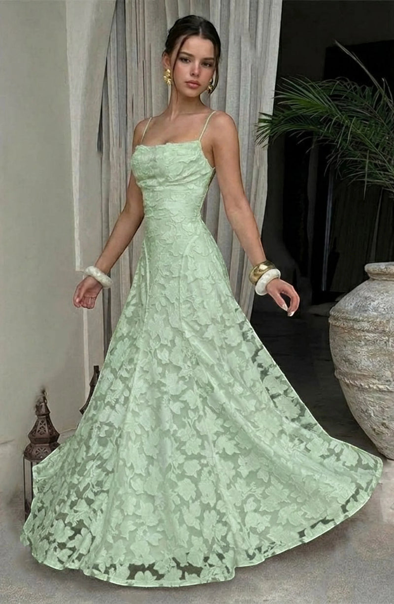 LORVENES sexy flowy bridal dress with delicate fabric, elegant design, and a graceful silhouette for wedding or special occasions.