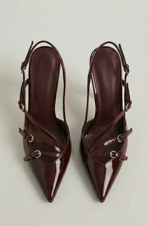 LORVENES patent strap heels with sleek design, featuring shiny patent finish and ankle straps for elegant style. (600x920)
