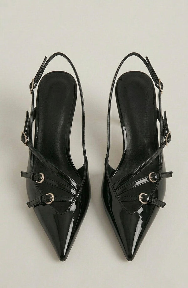 LORVENES patent strap heels with sleek design, featuring glossy finish and ankle straps, perfect for elegant footwear. (600x920)