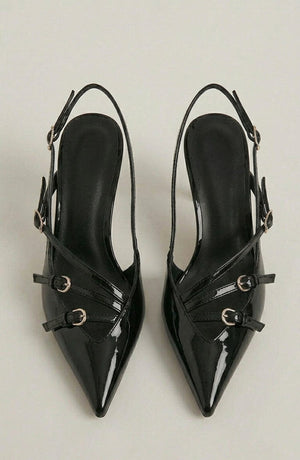 LORVENES patent strap heels with sleek design, featuring glossy finish and ankle straps, perfect for elegant footwear. (600x920)