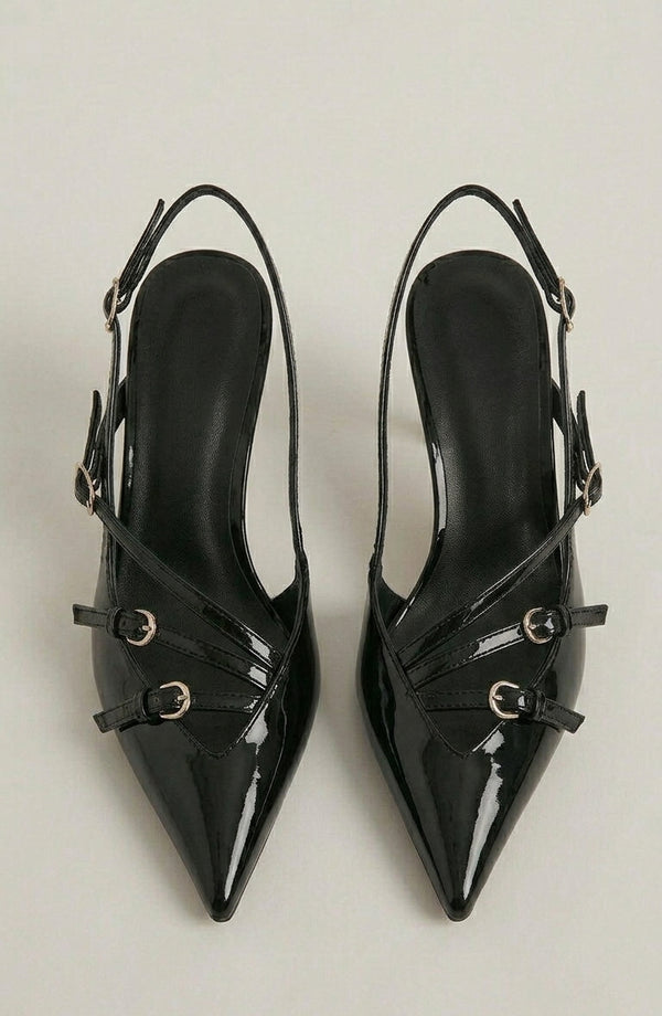 LORVENES patent strap heels with sleek design, featuring shiny patent finish and stylish ankle straps, on a neutral background. (600x920)