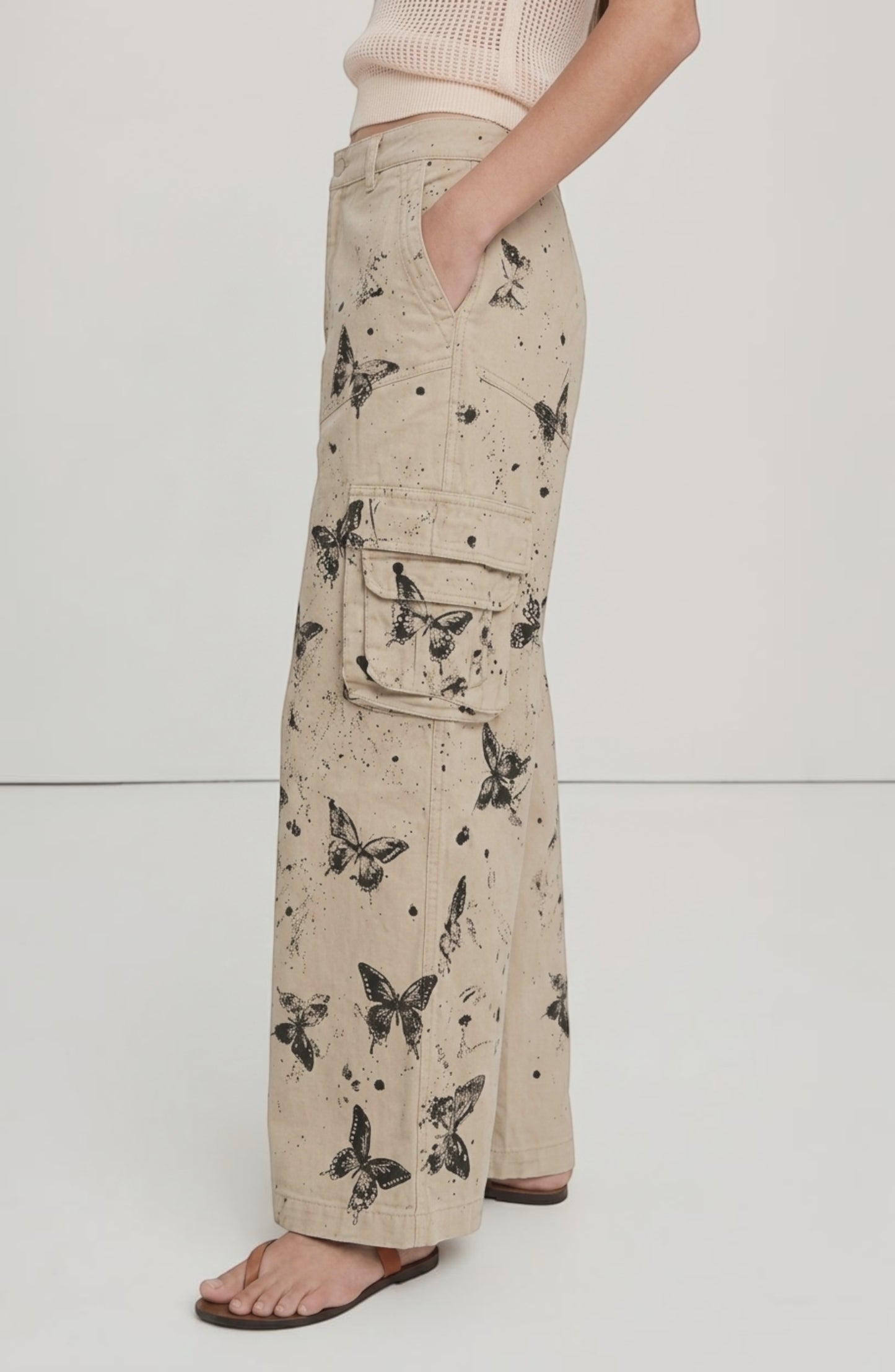 LORVENE Metro Curve Pants displayed in a bottom right pose, showcasing the stylish fit and fabric texture of these trendy pants.