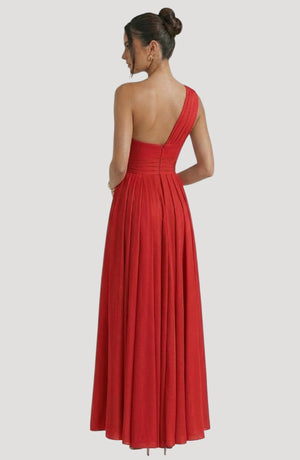 LORVENE crystal wrap dress featuring elegant sheer fabric, long sleeves, and a flowing silhouette perfect for formal occasions.