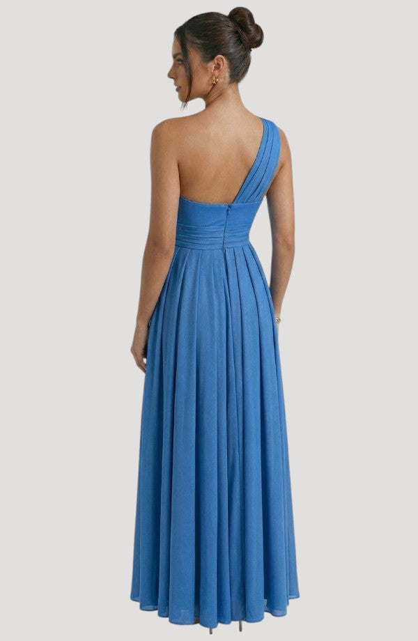 LORVENE crystal wrap dress featuring elegant sheer fabric with sparkling crystal embellishments and a flattering silhouette.