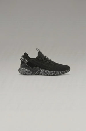 LORVENE Chrome Path Sneakers in silver with white soles, display front view showing stylish athletic footwear.
