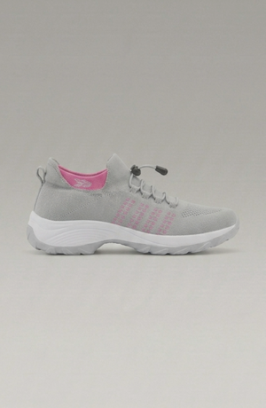 LORVENE Calm Glow sneakers in soft pastel colors, featuring sleek design and comfortable fit, shown from the bottom left angle.