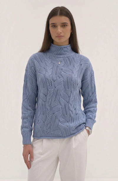 LORVENE lightweight high neck shirt in soft fabric, shown in a natural pose, ideal for casual or layering styles.
