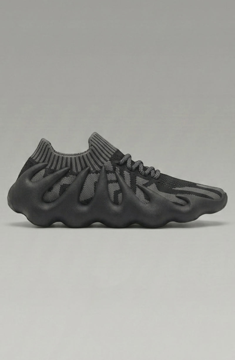 LORVENES Midnight Muse sneakers in black with white soles, featuring stylish laces and modern design for casual wear.