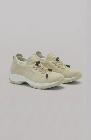LORVENE Calm Glow Sneakers featuring a sleek design, white and pastel color accents, and comfortable athletic shoe style.