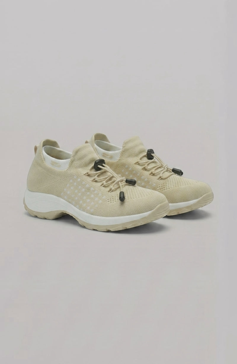 LORVENE Calm Glow Sneakers featuring a sleek design, white and pastel color accents, and comfortable athletic shoe style.