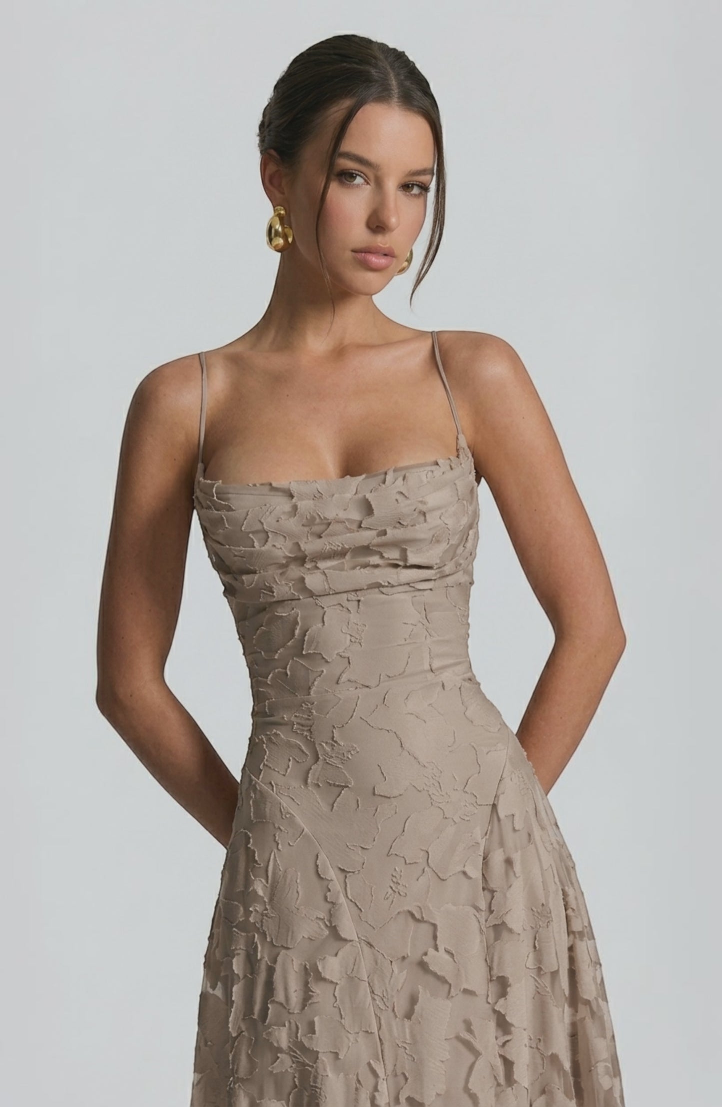 Flowy bridal dress by LORVENES featuring elegant fabric, delicate details, and a romantic silhouette for special occasions.