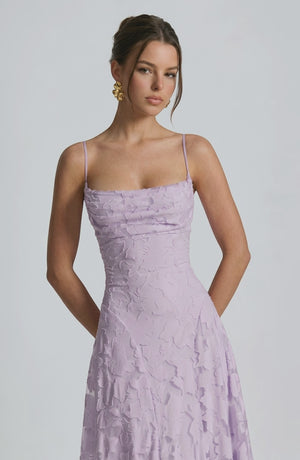 LORVENES sexy flowy bridal dress with elegant fabric and delicate design, perfect for wedding or special occasion.