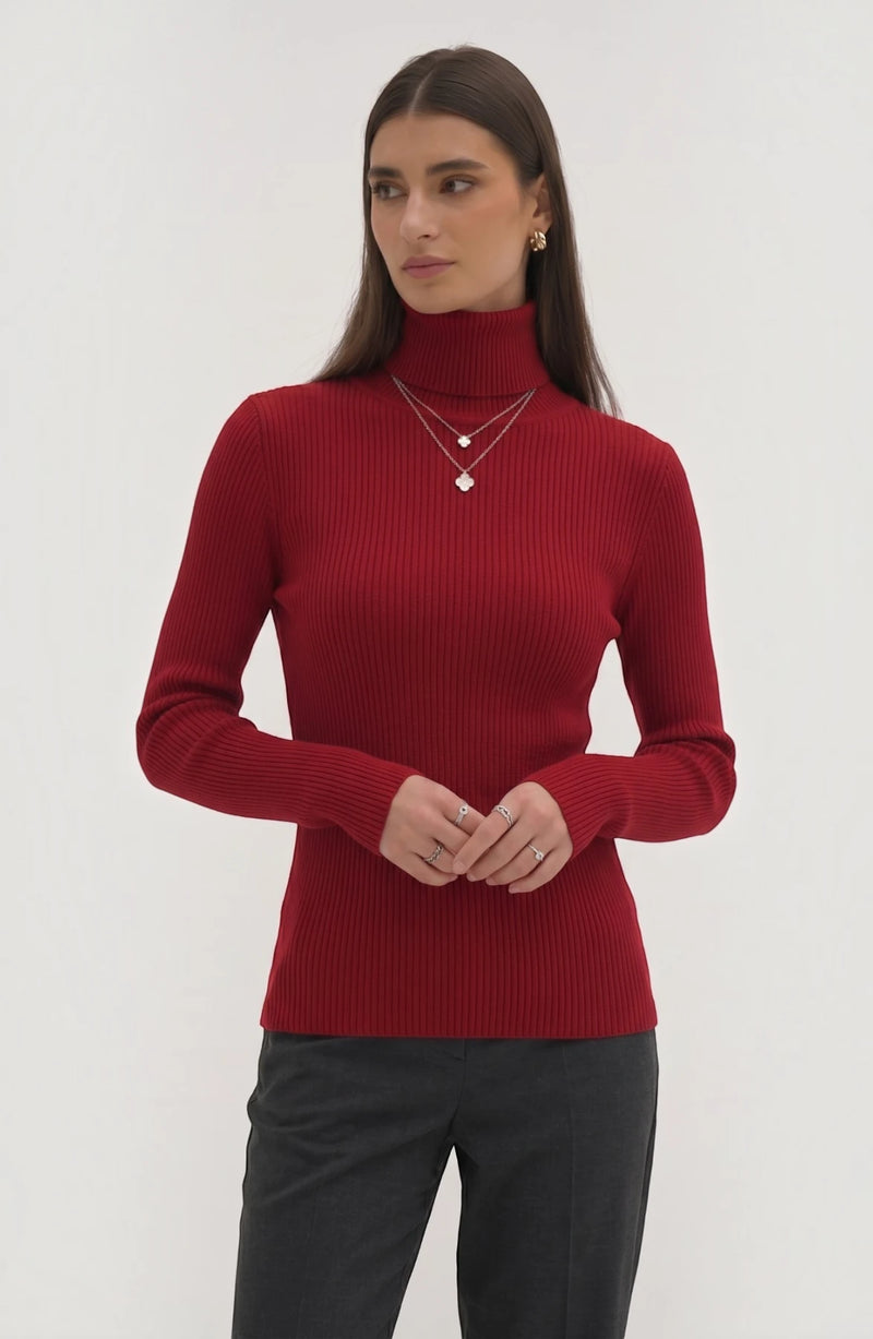 LORVENE Pure Soft Polyester High Neck in a neutral color, showcasing the smooth fabric and high neckline detail.