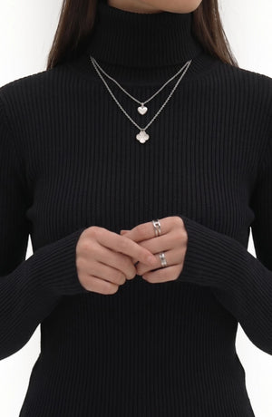 LORVENE Pure Soft Polyester High Neck top in neutral color, featuring a sleek high neckline and smooth fabric texture.