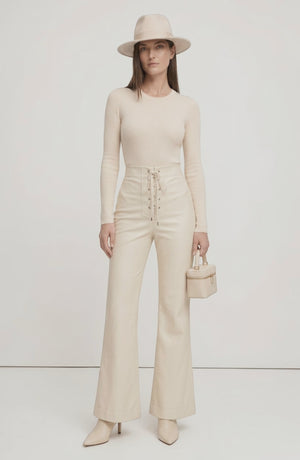 LORVENE Line Mode Pants displayed on a model, showcasing the top left pose, with sleek design and modern style.