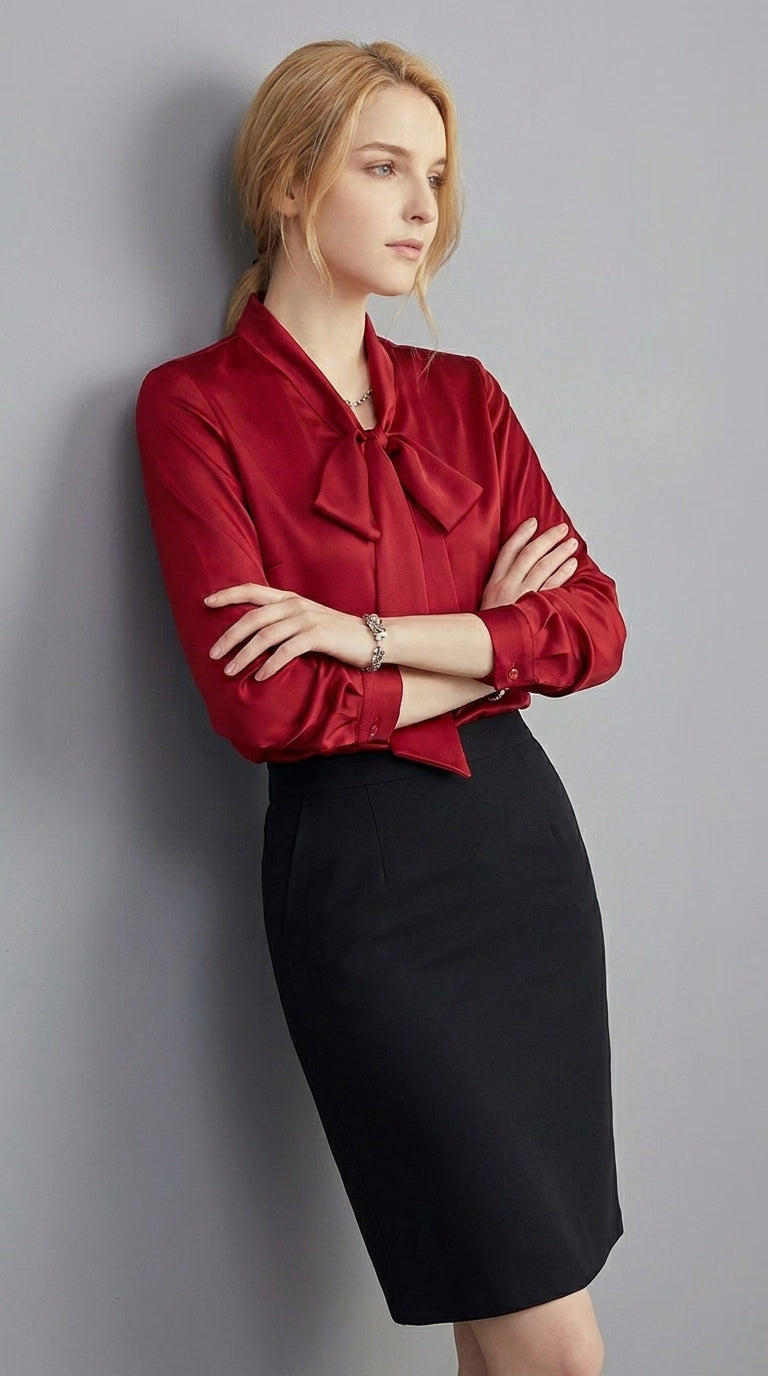 LORVENE double pocket shirt with a button-up front, featuring a classic collar and long sleeves, displayed on a hanger.