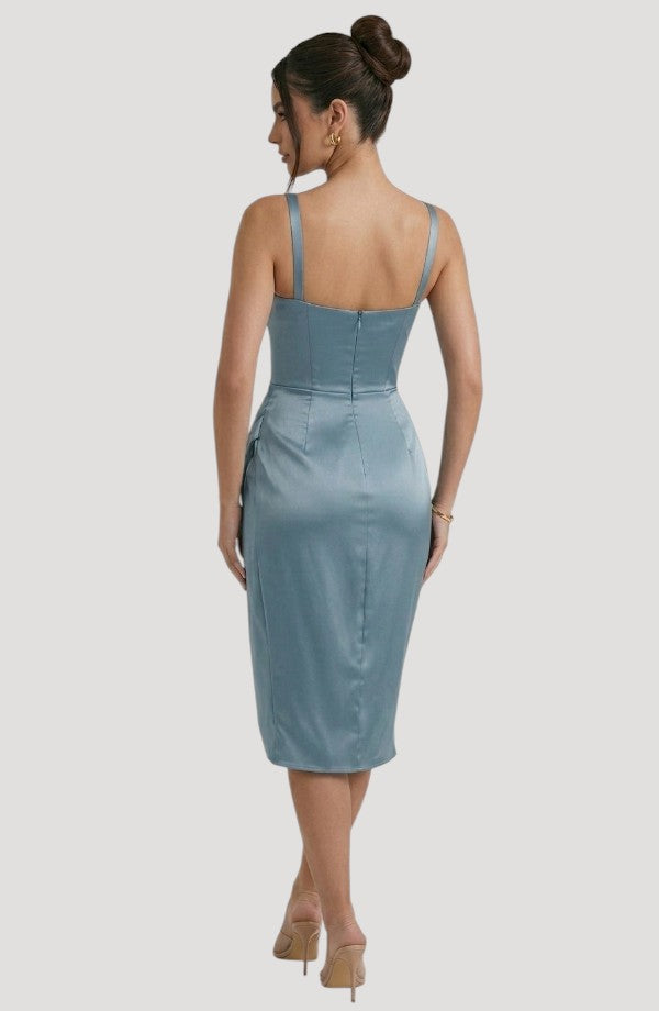 LORVENE Pearl Tulle Maxi dress featuring delicate pearl embellishments and flowing tulle fabric, elegant and feminine evening gown.