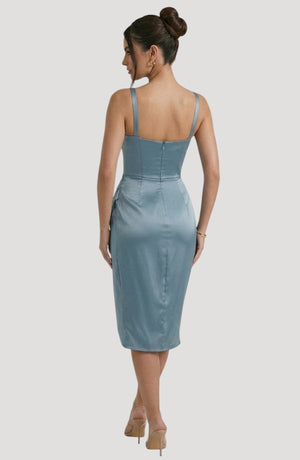 LORVENE Pearl Tulle Maxi dress featuring delicate pearl embellishments and flowing tulle fabric, elegant and feminine evening gown.
