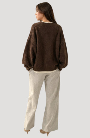 LORVENES Everyday Oversized Sweater shown in a top right pose, cozy fit with a soft knit texture and relaxed style.