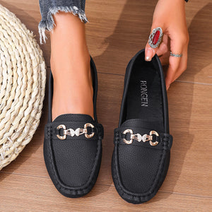 Crystal Bit Weiße Loafer