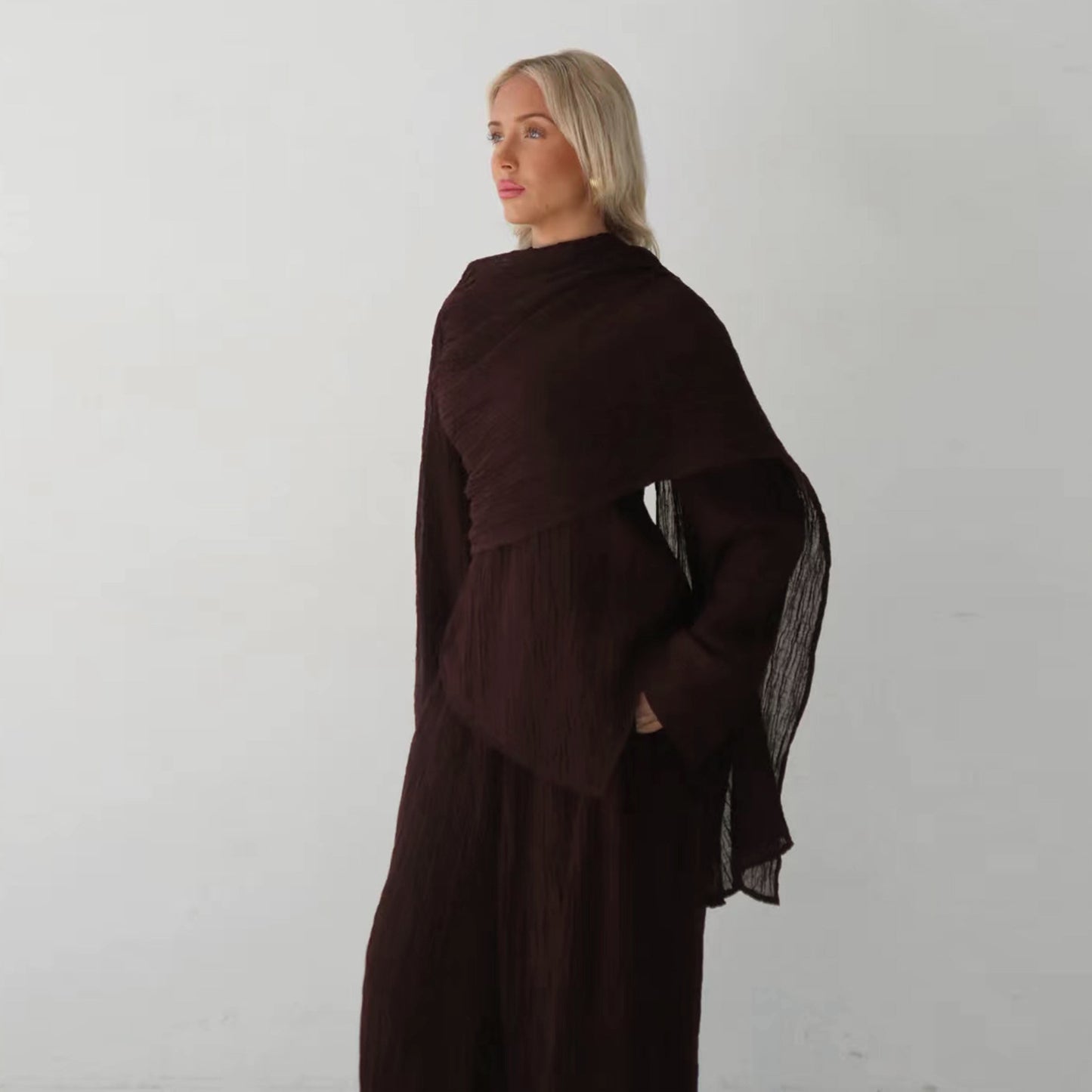 2025Loriya AliExpress Amazon Dubai Türkiye solid color buttoned cardigan pants two-piece set LR1034