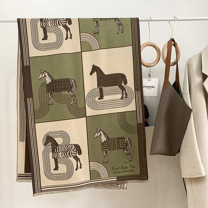 LORVENES Bee Jacquard Cashmere Touch Shawl