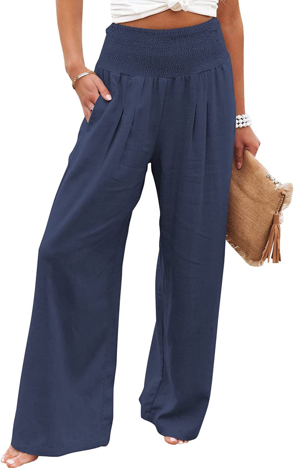 LORVENES Fashion Forward Wide Leg Pants Cotton