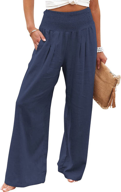 LORVENES Fashion Forward Wide Leg Pants Cotton