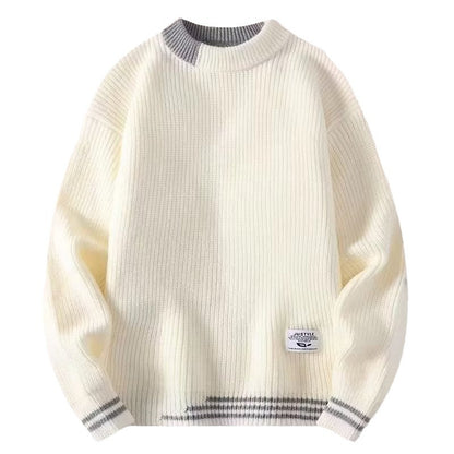 LORVENES Two Tone Collar Chunky Knit Sweater