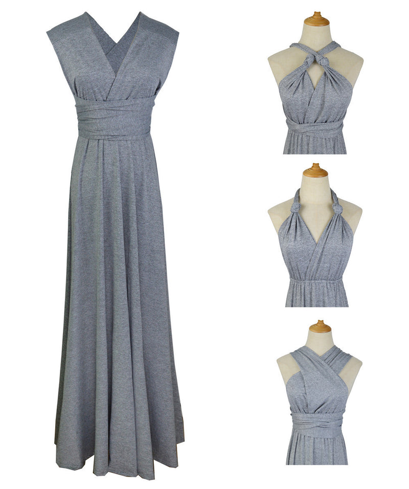 LORVENES backless halter maxi dress with flowing fabric and open back, perfect for elegant summer occasions.