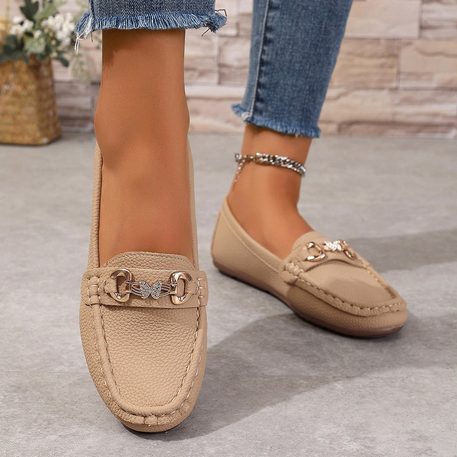 Crystal Bit White Loafers