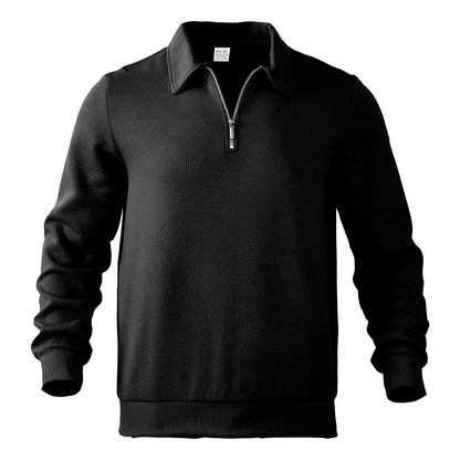 LORVENES Textured Half Zip Knit Polo