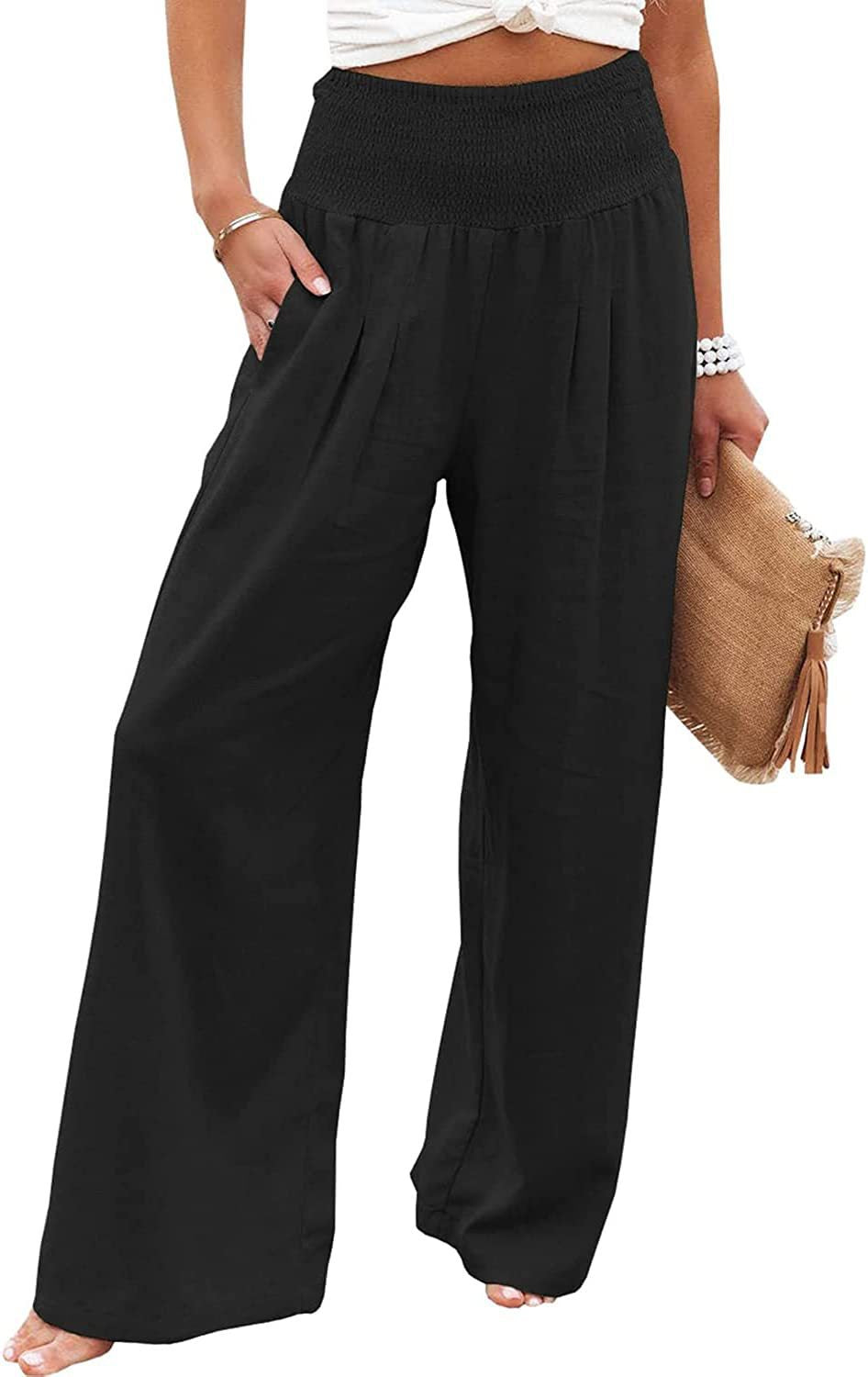 LORVENES Fashion Forward Wide Leg Pants Cotton