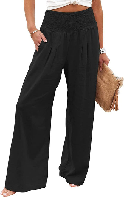 LORVENES Fashion Forward Wide Leg Pants Cotton