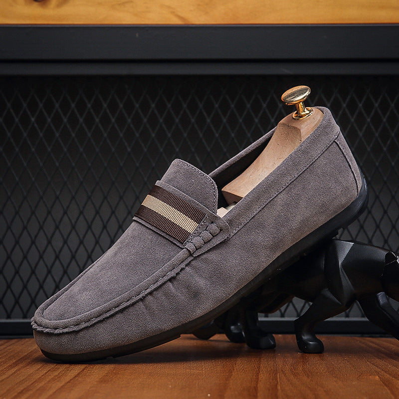 LORVENES Stripe Band Suede Loafers