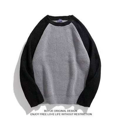 LORVENES Two Tone Collar Chunky Knit Sweater