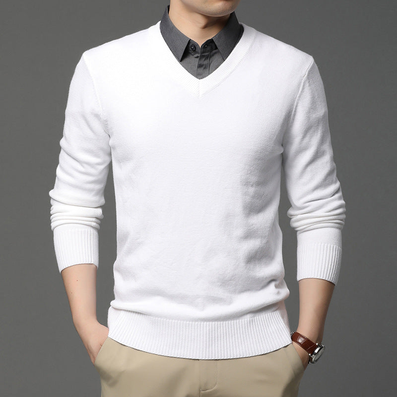 LORVENES Classic V Neck Knit Sweater