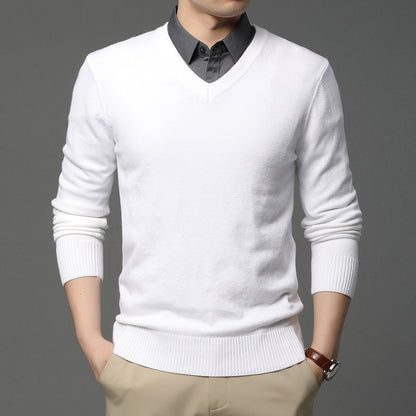 LORVENES Classic V Neck Knit Sweater