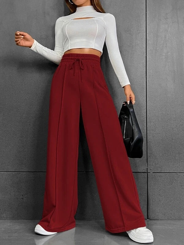 LORVENES Mid-Rise Wide Leg Dress Pants