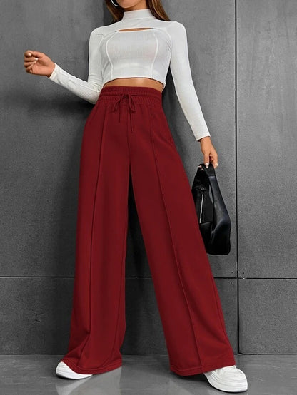 LORVENES Mid-Rise Wide Leg Dress Pants