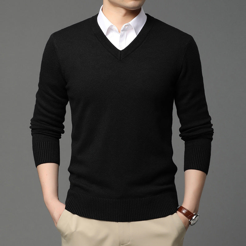LORVENES Classic V Neck Knit Sweater