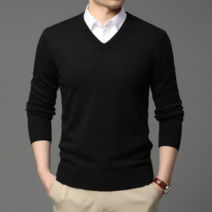 LORVENES Classic V Neck Knit Sweater